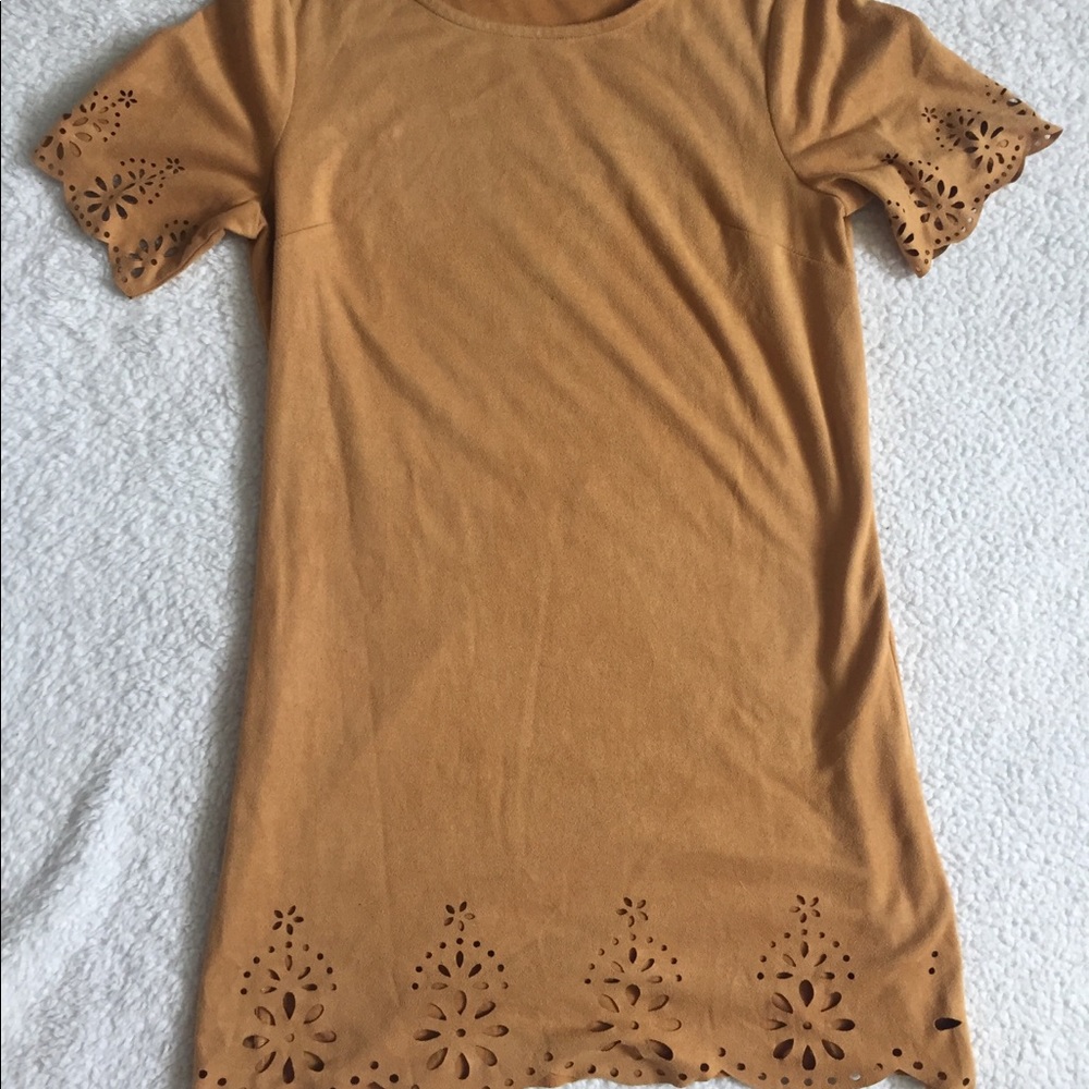 Faux suede cutout dress